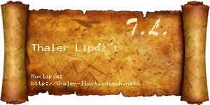 Thaler Lipót névjegykártya
